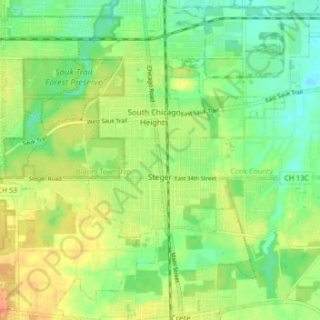 Mappa topografica Steger, altitudine, rilievo