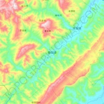 Mappa topografica 膏田镇, altitudine, rilievo