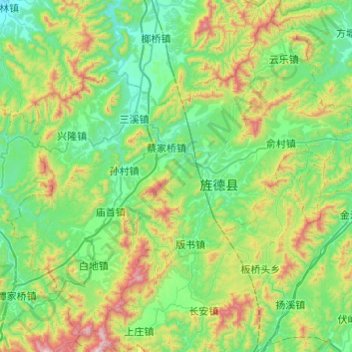 Mappa topografica 旌德县, altitudine, rilievo