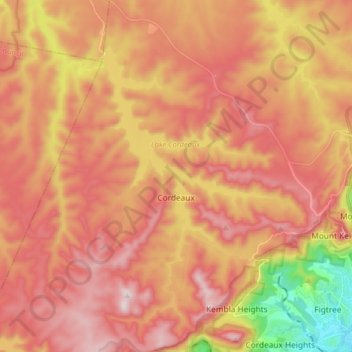 Mappa topografica Cordeaux, altitudine, rilievo