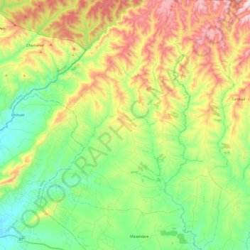 Mappa topografica Melelo ward, altitudine, rilievo