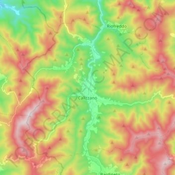 Mappa topografica Calizzano, altitudine, rilievo