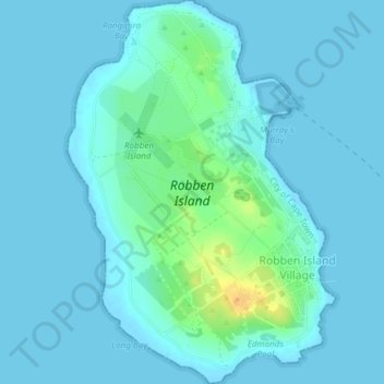Mappa topografica Robben Island, altitudine, rilievo