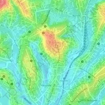 Mappa topografica Élig-Éssono, altitudine, rilievo