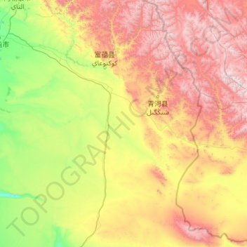 Mappa topografica 吐尔洪乡, altitudine, rilievo
