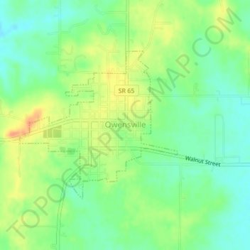 Mappa topografica Owensville, altitudine, rilievo