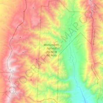Mappa topografica Monumento Natural del Abra del Acay, altitudine, rilievo