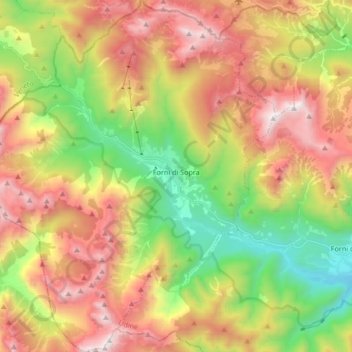 Mappa topografica Forni di Sopra, altitudine, rilievo