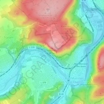 Mappa topografica Rotenfels, altitudine, rilievo