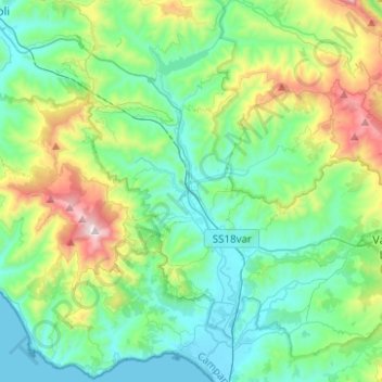 Mappa topografica Alento, altitudine, rilievo