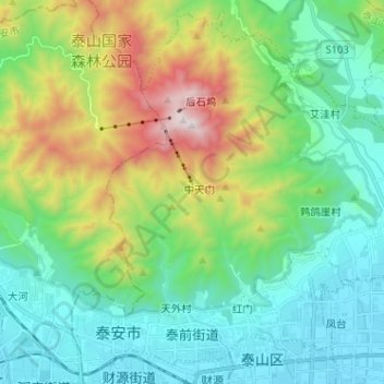 Mappa topografica 泰前街道, altitudine, rilievo