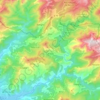Mappa topografica Vico, altitudine, rilievo