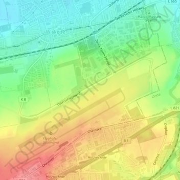 Mappa topografica Flughafen, altitudine, rilievo