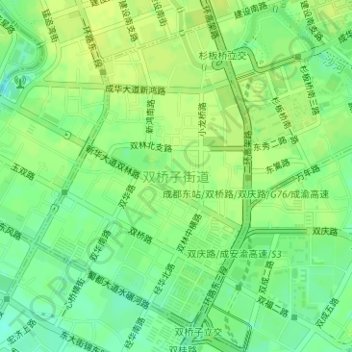 Mappa topografica 双桥子街道, altitudine, rilievo
