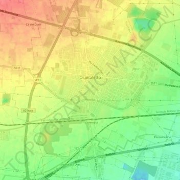 Mappa topografica Ospitaletto, altitudine, rilievo