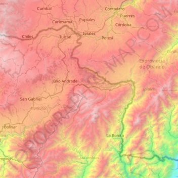 Mappa topografica Ipiales, altitudine, rilievo