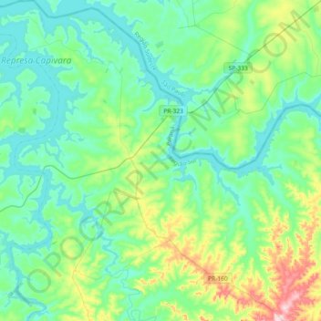 Mappa topografica Sertaneja, altitudine, rilievo