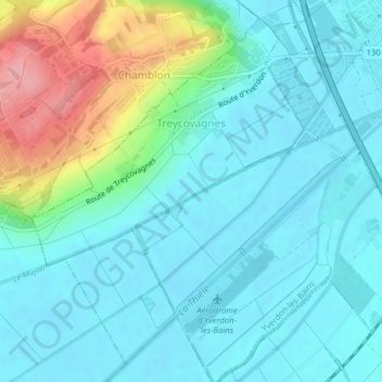 Mappa topografica Treycovagnes, altitudine, rilievo