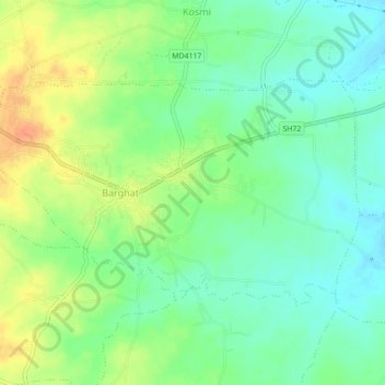 Mappa topografica Barghat, altitudine, rilievo
