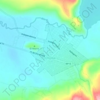 Mappa topografica Cholila, altitudine, rilievo