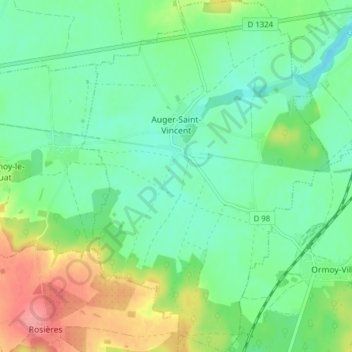 Mappa topografica Auger-Saint-Vincent, altitudine, rilievo