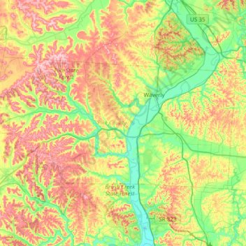 Mappa topografica Pike County, altitudine, rilievo