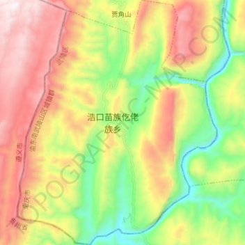 Mappa topografica 浩口乡, altitudine, rilievo