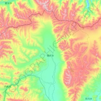 Mappa topografica 锁作乡, altitudine, rilievo