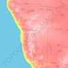 Mappa topografica Namibia, altitudine, rilievo