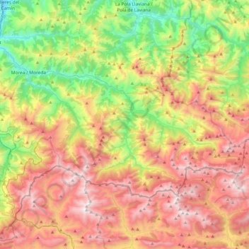Mappa topografica Aller, altitudine, rilievo
