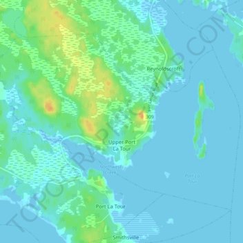 Mappa topografica Upper Port La Tour, altitudine, rilievo