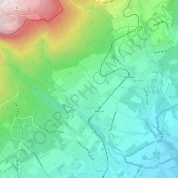 Mappa topografica Givrins, altitudine, rilievo