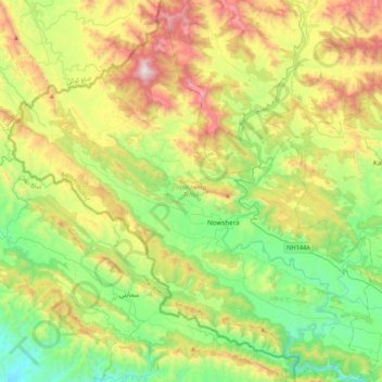 Mappa topografica Nowshehra Tehsil, altitudine, rilievo