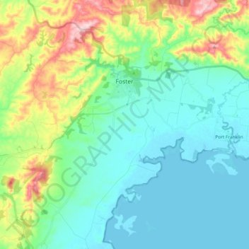 Mappa topografica Foster, altitudine, rilievo