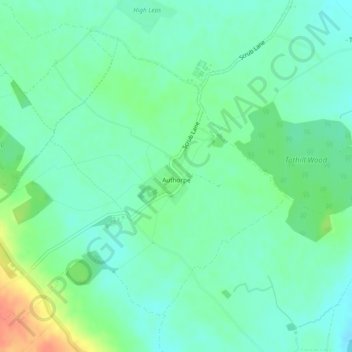 Mappa topografica Authorpe, altitudine, rilievo