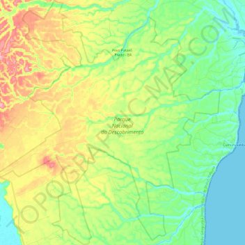 Mappa topografica Parque Nacional do Descobrimento, altitudine, rilievo