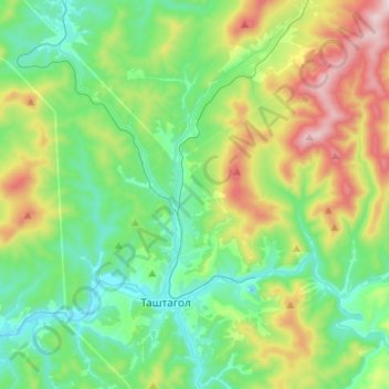 Mappa topografica Таштагольское городское поселение, altitudine, rilievo
