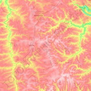 Mappa topografica Тербунский район, altitudine, rilievo