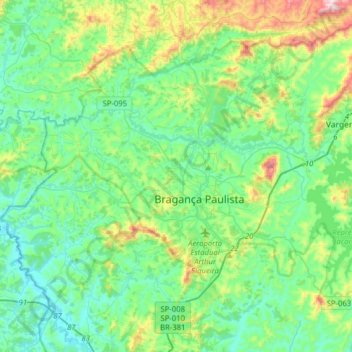Mappa topografica Bragança Paulista, altitudine, rilievo