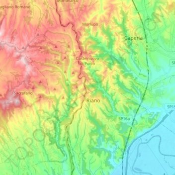 Mappa topografica Castelnuovo di Porto, altitudine, rilievo