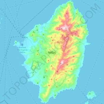 Mappa topografica Nasso, altitudine, rilievo
