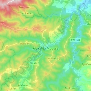Mappa topografica Ait Yahia Moussa, altitudine, rilievo