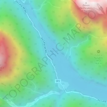 Mappa topografica Lago del Mis, altitudine, rilievo