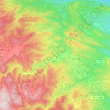 Mappa topografica Josa, altitudine, rilievo