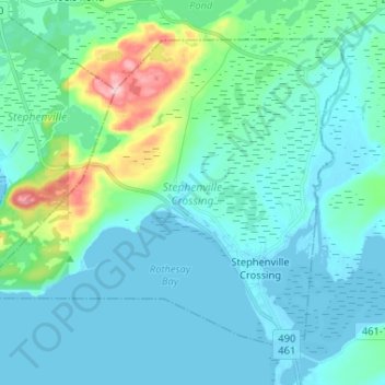 Mappa topografica Stephenville Crossing, altitudine, rilievo