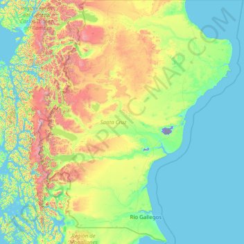 Mappa topografica Santa Cruz, altitudine, rilievo