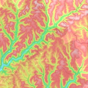 Mappa topografica Stewardson Township, altitudine, rilievo