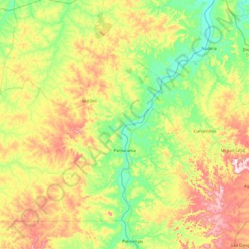 Mappa topografica Parnarama, altitudine, rilievo