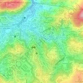 Mappa topografica Honeymoon, altitudine, rilievo