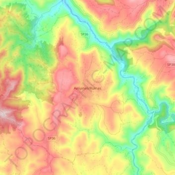 Mappa topografica Ruinas, altitudine, rilievo